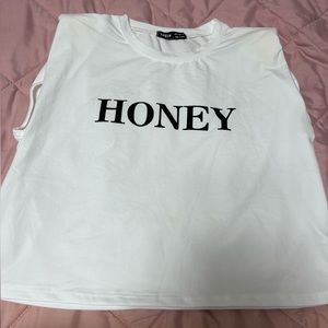 “HONEY” No Sleeve, Shoulder Pads, Cropped